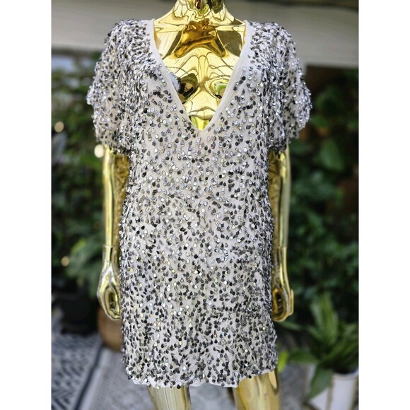 Jen's Pirate Booty Dress Womens P/S Gray Silver Metallic - Picture 3 of 9